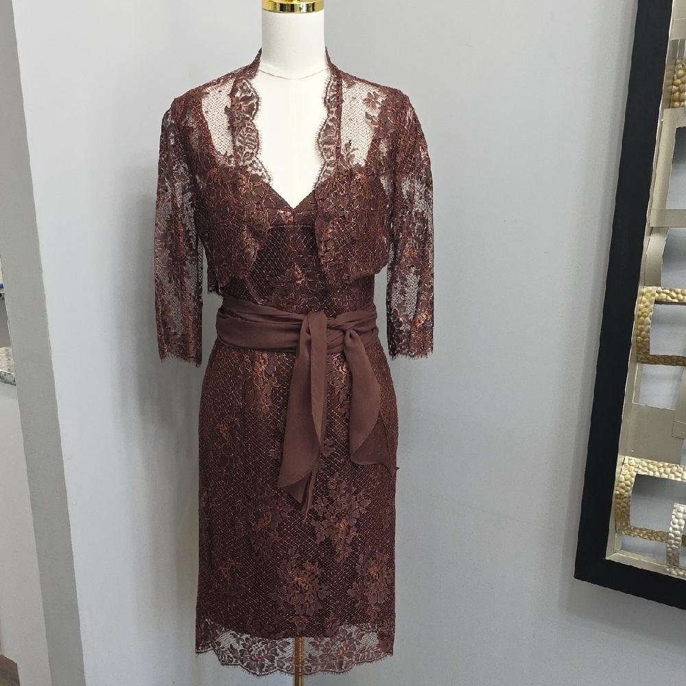 Milly Of New York Vintage Satin Lace in Rich Bronze